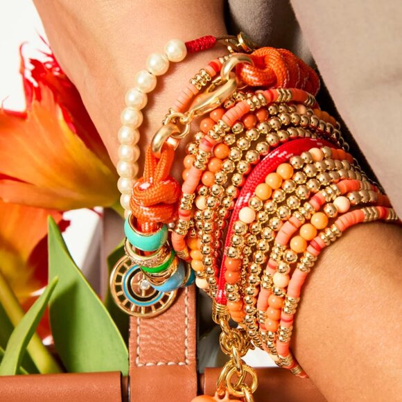 Roxanne Assoulin The Super Size Happy Cord Bracelet Orange/Purple Heart - Picture 1 of 3
